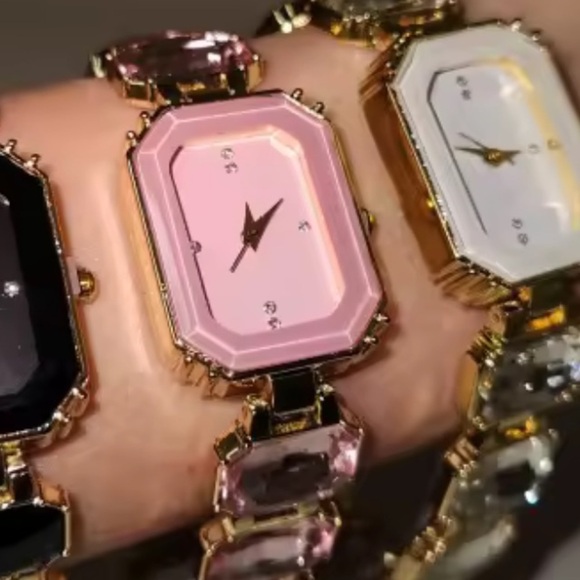Rose Elegance Gem Timepiece Bracelet Watch